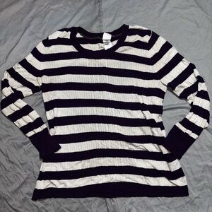 Striped Purple and White Women's Sweater